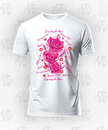 Tee-shirt Blanc - Roses