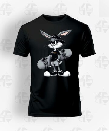 Tee Shirt Noir - Bugs Bunny Skate