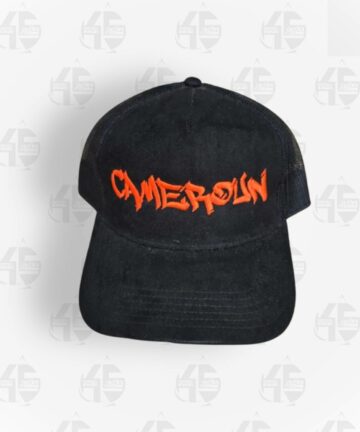 Casquette noir - Cameroun Velours Orange